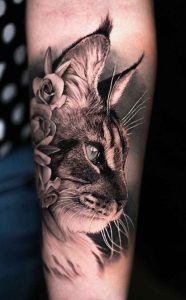 Portrait tatouage réaliste animal chat_3