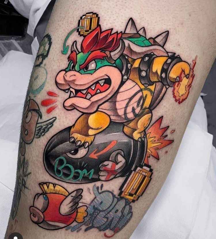 Tatouage New School cartoon mario