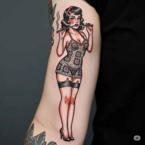 Tatouage New School pin-up