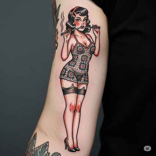 Tatouage New School pin-up