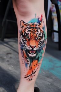 Tatouage aquarelle animal tigre