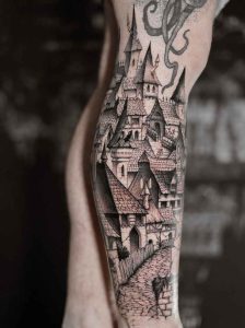 Tatouage château médiéval _1