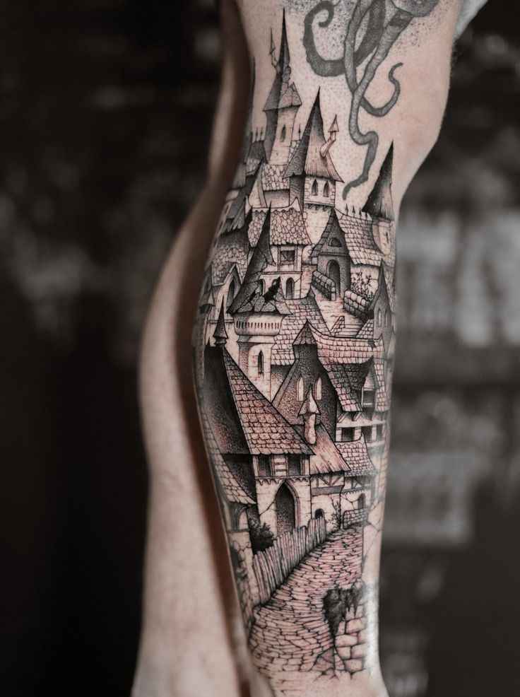 Tatouage château médiéval _1