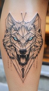 Tatouage géométrique animal – tête de loup polygonale