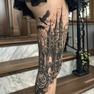 Tatouage gothic corbeau rose chanteau_3_11zon
