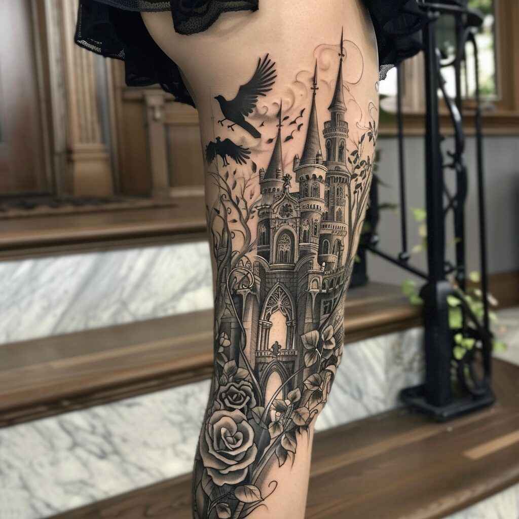 Tatouage gothic corbeau rose chanteau_3_11zon