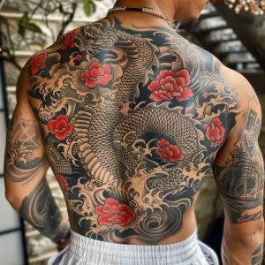 Tatouage japonais dragon sur le dos 6