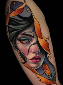 Tatouage néo-traditionnel portrait femme 2_8