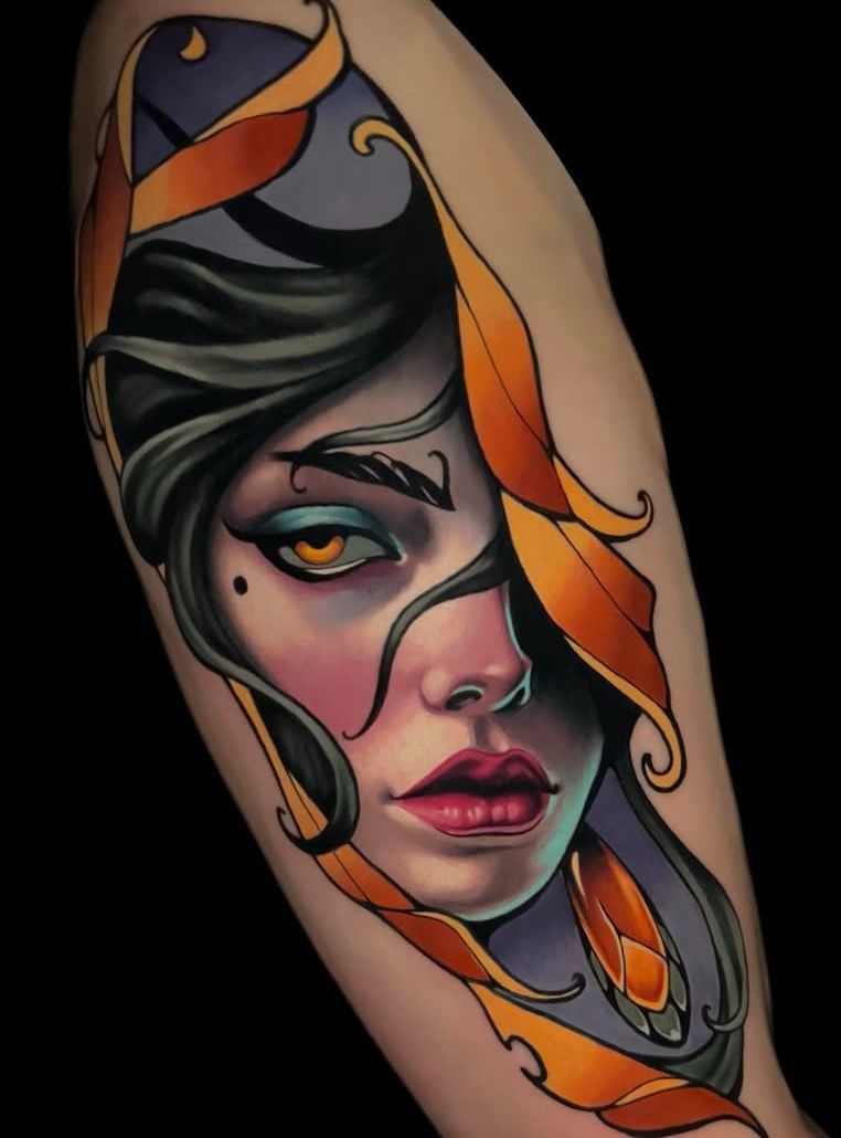 Tatouage néo-traditionnel portrait femme 2_8