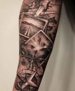 Tatouage paysage réaliste carte postal_8