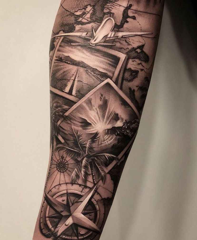 Tatouage paysage réaliste carte postal_8