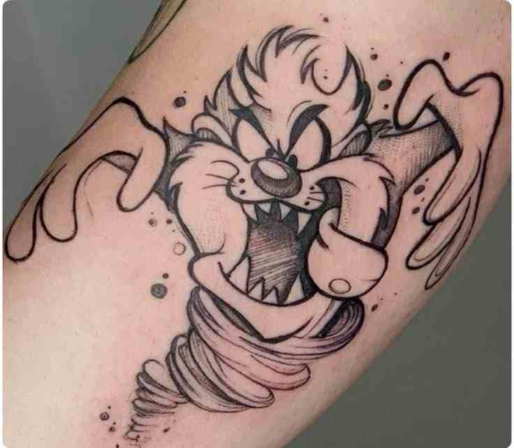 tatouage cartoon noir et blanc