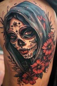 tatouage chicano couleur